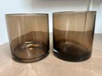 Set van 2 bruine windlichten, Ophalen of Verzenden, Zo goed als nieuw, Overige materialen