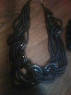 Ketting en armband zwart jaren 80, Ophalen of Verzenden, Gebruikt, Zwart, Overige materialen