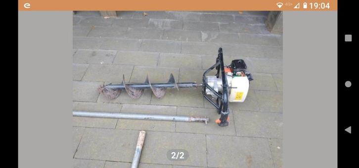 Grondboor met benzinemotor, Tuin en Terras, Hand-tuingereedschap, Gebruikt, Grondboor, Ophalen