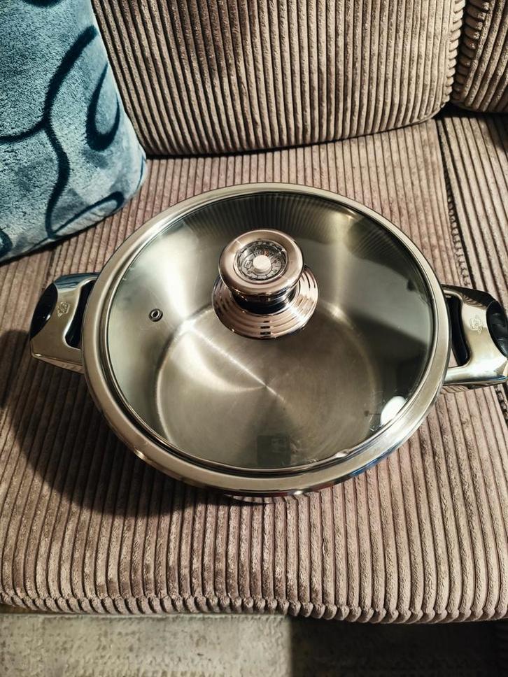 RVS Soeppan - 5 Liter, Huis en Inrichting, Keuken | Potten en Pannen, Zo goed als nieuw, Kookpan of Snelkookpan, Rvs, Inductieplaat