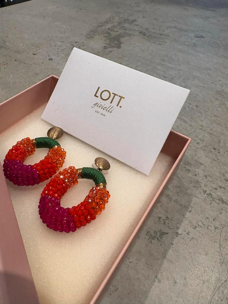 Lott Gioielli Oorbellen - Groen, Oranje, Fuchsia, Goud, Sieraden, Tassen en Uiterlijk, Oorbellen, Zo goed als nieuw, Knopjes of Stekers