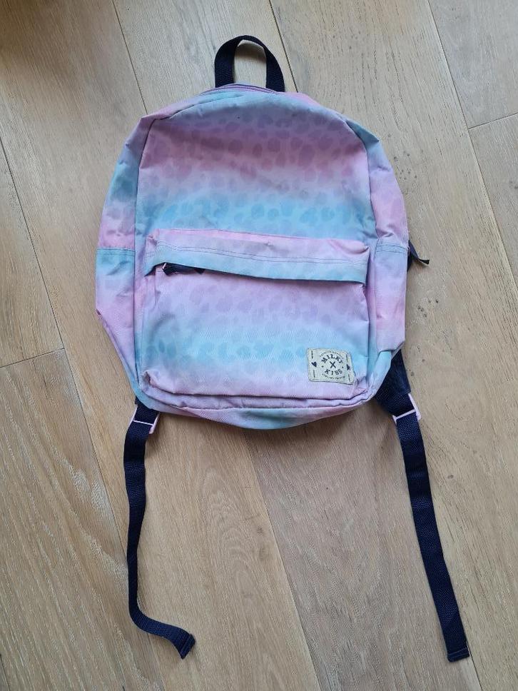 Rugtas / rugzak voor meisje, blauw - roze en panterprint, Sieraden, Tassen en Uiterlijk, Tassen | Rugtassen, Gebruikt, Overige merken