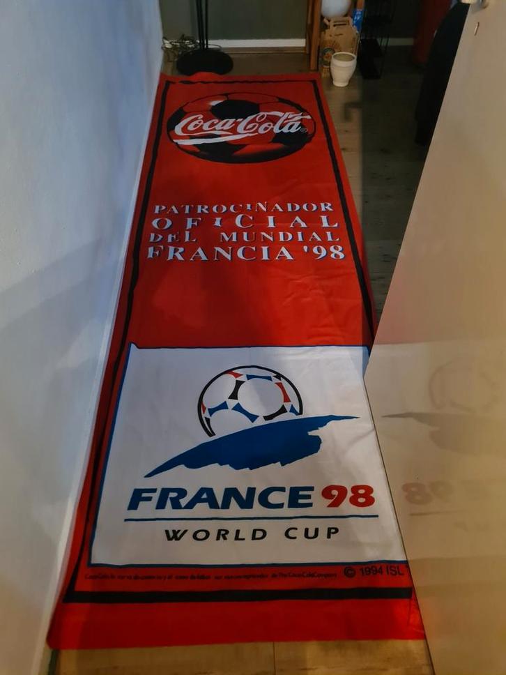 Coca-Cola Frankrijk '98 WK Banner, Verzamelen, Sportartikelen en Voetbal, Zo goed als nieuw, Vaantje of Sjaal, Overige sporten