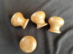 4 blank eiken houten meubelknopen - ladeknopen, Huis en Inrichting, Ophalen of Verzenden, Zo goed als nieuw