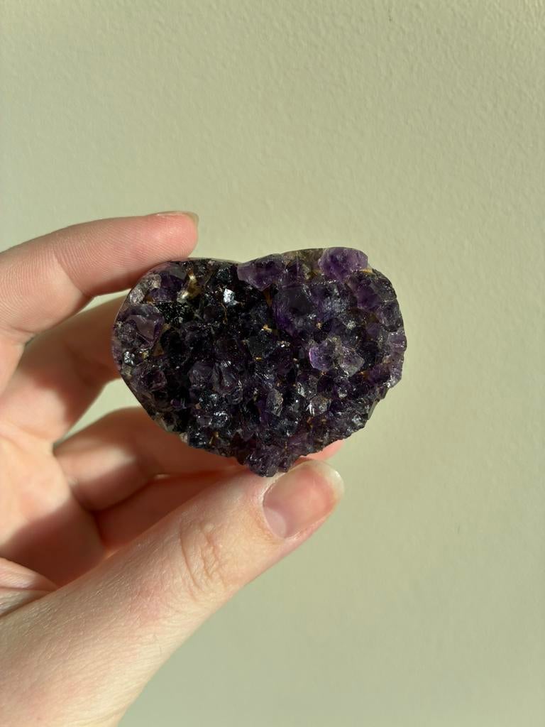 Amethist hartje, Sieraden, Tassen en Uiterlijk, Edelstenen, Zo goed als nieuw, Ophalen of Verzenden