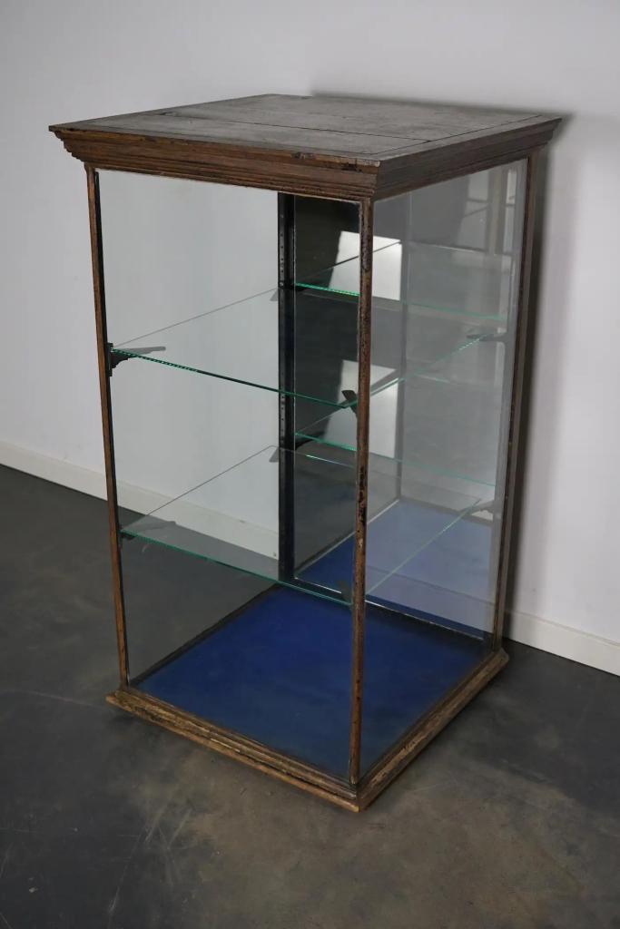 Victoriaanse geschilderde mahoniehouten winkelvitrine, eind, Huis en Inrichting, Kasten | Vitrinekasten, Gebruikt, 100 tot 150 cm