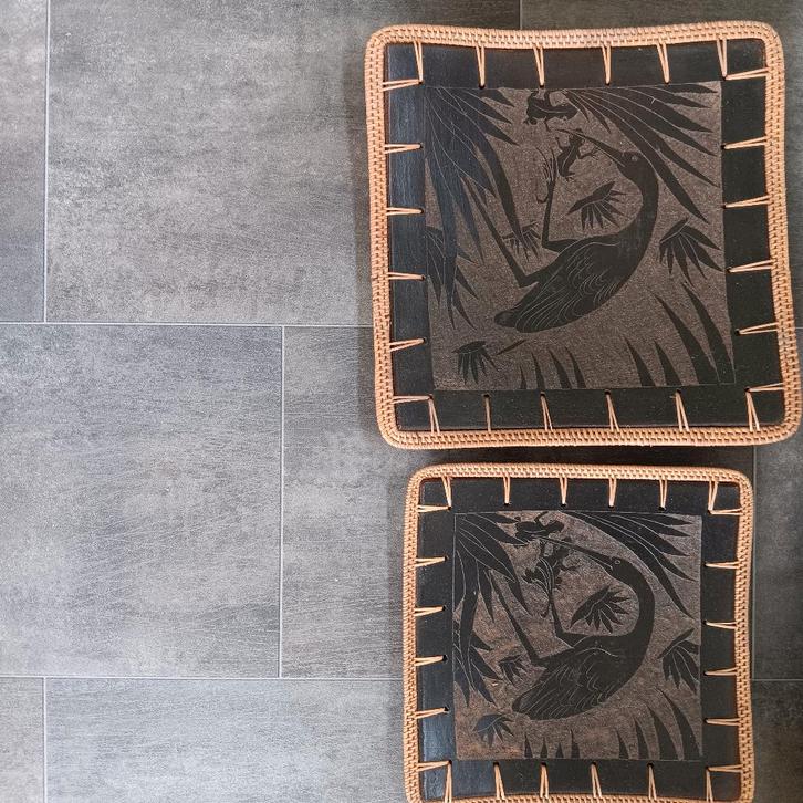 Schalen met reiger en kikkers, vintage, Antiek en Kunst, Curiosa en Brocante, Ophalen of Verzenden