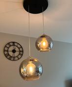 Ronde lamp van gerookt glas, Ophalen, Zo goed als nieuw, Glas, Minder dan 50 cm