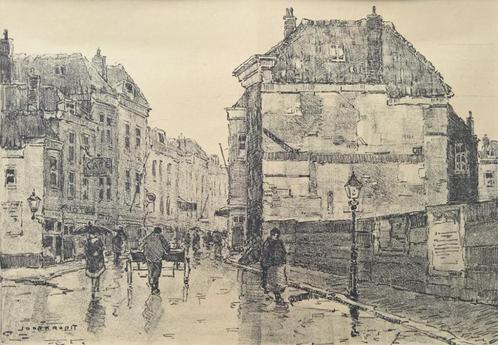Joop Kropff - Winkelstraat, Antiek en Kunst, Kunst | Litho's en Zeefdrukken, Ophalen of Verzenden
