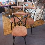4 vintage look stoelen van metaal., Ophalen, Gebruikt, Zwart, Nvt