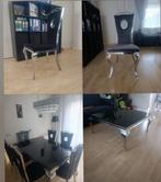 Moderne Salontafel Zwart Glas Chroom, Ophalen, 50 tot 75 cm, Vierkant, 50 tot 100 cm