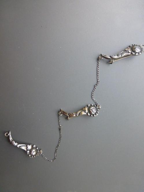 Antieke Zilveren 3 delige Kabaja Broche, Sieraden, Tassen en Uiterlijk, Antieke sieraden, Broche, Zilver, Verzenden