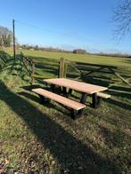 Picknicktafel zwart gepoedecoate poot | Eiken of Douglas, Ophalen, Nieuw, Rechthoekig, Hout
