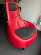 Montis Design Fauteuil - Rood Leer & Grijze Stof, Ophalen of Verzenden, Gebruikt, Leer, 75 tot 100 cm