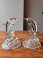 Twee glazen dolfijnen beeldjes – decoratie, Ophalen of Verzenden, Zo goed als nieuw, Dier