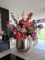 Prachtige grote gouden pot vol met zijdebloemen., Ophalen of Verzenden, Zo goed als nieuw, Binnen