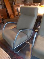 Buisframe groen ribstof fauteuil gebruikt, Huis en Inrichting, Fauteuils, Ophalen, Gebruikt, 75 tot 100 cm, Stof