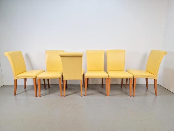 6 x Postmodern Poltrona Frau leren eetkamerstoel Italy stoel, Huis en Inrichting, Stoelen, Gebruikt, Vijf, Zes of meer stoelen