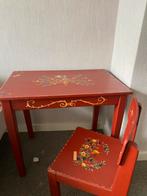 Schattig Hindeloopen kindertafel met stoel, Gebruikt, Ophalen of Verzenden, Eén, Rood