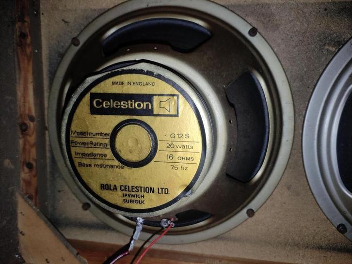 '72 Celestion Greenback G12S met Pulsonic cone 16 ohm, Audio, Tv en Foto, Luidsprekers, Gebruikt, Front, Rear of Stereo speakers