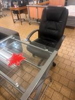 Glazen bureau met zwarte bureaustoel, Ophalen, Gebruikt, -, Zwart