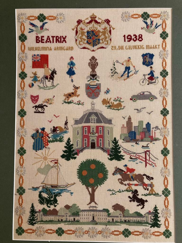 Geborduurde herdenking geboorte Beatrix 1938, Ophalen of Verzenden