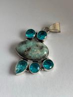 Larimar & Topaas Edelsteen Hanger - Handgemaakt, Overige voorstellingen, Blauw, Nieuw, Ophalen of Verzenden