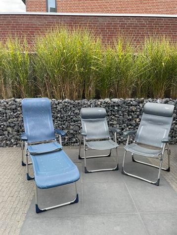 Gebruikte Crespo camping stoelen…blauw en grijs beschikbaar voor biedingen