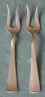 Nr PP75: 2 Verzilverde Gero 90 Haags Lofje vleesvorkjes, Antiek en Kunst, Antiek | Bestek, Ophalen of Verzenden