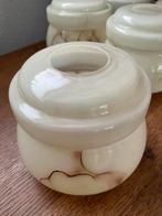 VINTAGE nog 3 ART DECO GEMARMERDE GLAZEN LAMPENKAPPEN, Huis en Inrichting, Lampen | Lampenkappen, Gebruikt, Rond, Ophalen of Verzenden