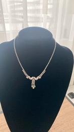 Mooie Ketting met Swarovski steentjes lengte 40 cm, Ophalen of Verzenden, Zo goed als nieuw, Zilver, Overige materialen