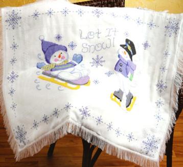 Borduurpakket cheerful snowman afghan Janlynn Marti beschikbaar voor biedingen
