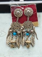 Messing Oorbellen met Apatite - Boho Chic, Overige materialen, Hangers, Blauw, Nieuw