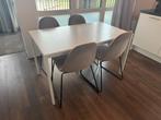 Eettafel en 4 eetstoelen, Huis en Inrichting, Tafels | Eettafels, Ophalen, Gebruikt, 50 tot 100 cm, 100 tot 150 cm