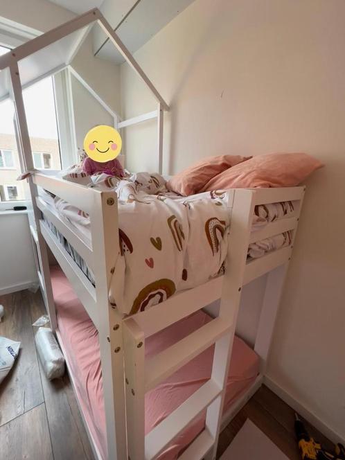 Kinder Stapelbed Huisvorm – Wit, Kinderen en Baby's, Kinderkamer | Stapelbedden en Hoogslapers, Gebruikt, Stapelbed, Ophalen