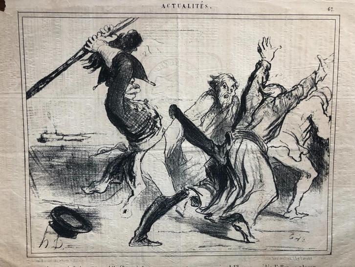 Honore Daumier Manière dont le Prince Menschikoff 1854, Verzamelen, Foto's en Prenten, Gebruikt, Prent, Buitenland, Voor 1940