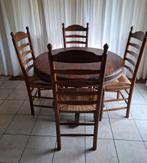 Houten Eettafel met 4 Stoelen, Huis en Inrichting, Complete eetkamers, Ophalen of Verzenden, Gebruikt, Landelijk, Minder dan 4 stoelen