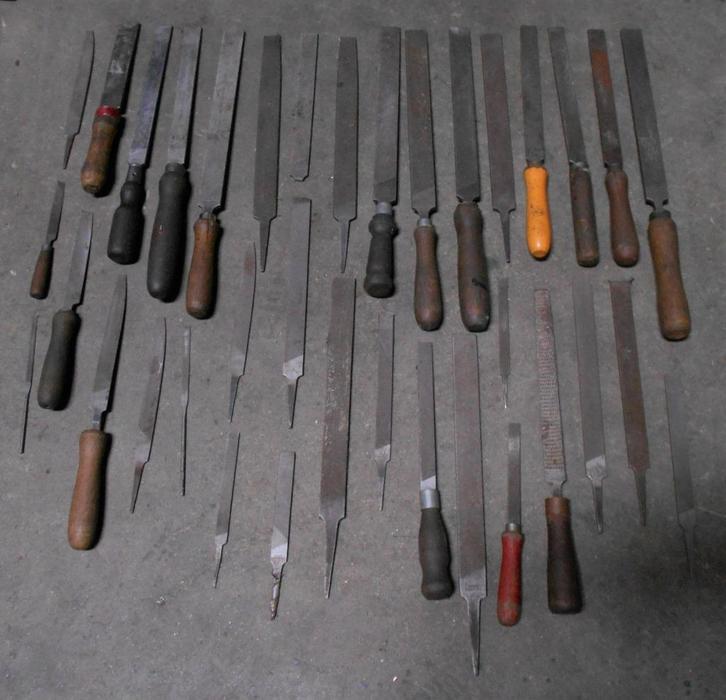 Partij vijlen, platte, half rond, rond, driehoek, vierkant, Doe-het-zelf en Verbouw, Gereedschap | Handgereedschap, Gebruikt, Ophalen of Verzenden