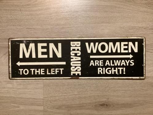 Vintage tekst bird MEN LEFT, WOMAN ALWAYS RIGHT geen emaille, Huis en Inrichting, Woonaccessoires | Tekstborden en Spreuken, Nieuw