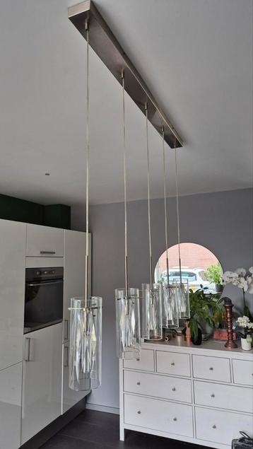 2 types Hanglampen (glas en glazen crystallen)  beschikbaar voor biedingen