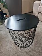 Zwarte bijzettafel/ opbergmand, Huis en Inrichting, Tafels | Bijzettafels, Ophalen, Zo goed als nieuw