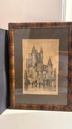 Tekening Amsterdamschepoort Haarlem H Estgerbuh, Antiek en Kunst, Ophalen of Verzenden