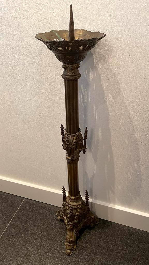 Antieke Kerkkandelaar - 80cm, Antiek en Kunst, Antiek | Kandelaars, Koper of Brons, Ophalen of Verzenden