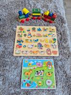 Houten puzzels + trein, Ophalen of Verzenden, 10 tot 50 stukjes, 2 tot 4 jaar, Van hout