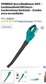 VONROC Accu Bladblazer 20V – Luchtsnelheid 180 km/u – Luchtv, Ophalen of Verzenden, Nieuw, Accu