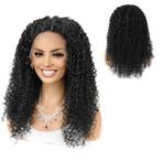 SALE Pruik zwart lang spiraalkrullen haar met lace, Verzenden, Nieuw, Pruik of Haarverlenging