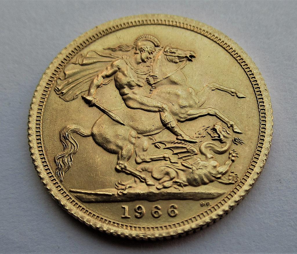 Great britain, 1 sovereign, 1966 elizabeth II, Verzenden, Overige landen, Goud