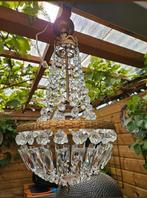 Vintage zakkroonluchter / kroonluchter messing en kristal, Ophalen of Verzenden, Gebruikt, Overige materialen