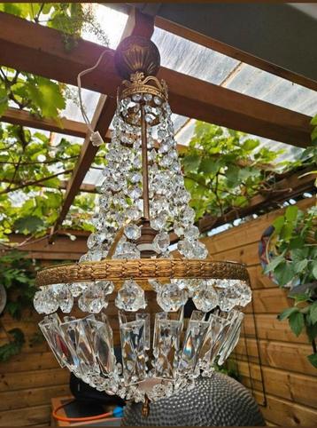 Vintage zakkroonluchter / kroonluchter messing en kristal beschikbaar voor biedingen