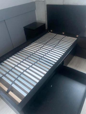 Ikea Malm Bedframe, hoog, met 2 bedlades, zwart, 90x200 cm - afbeelding 3